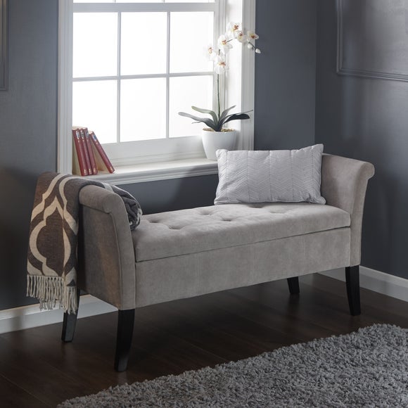 Balmoral Window Seat, Silver Chenille