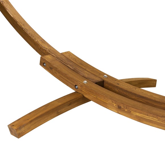 Extra Large Wooden Hammock With Arc Stand Cream Canvas