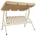 Striped 2 Seater Beige Swing Bench