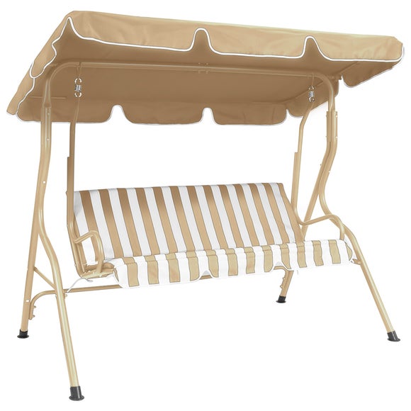 Striped 2 Seater Beige Swing Bench