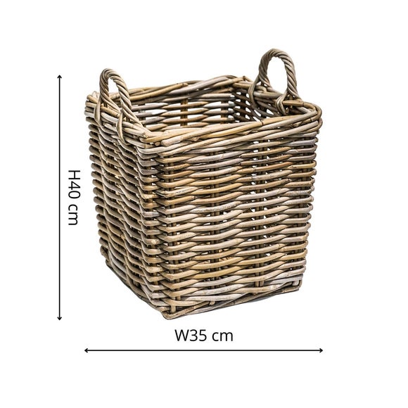 Set of 2 Square Wicker Log Baskets