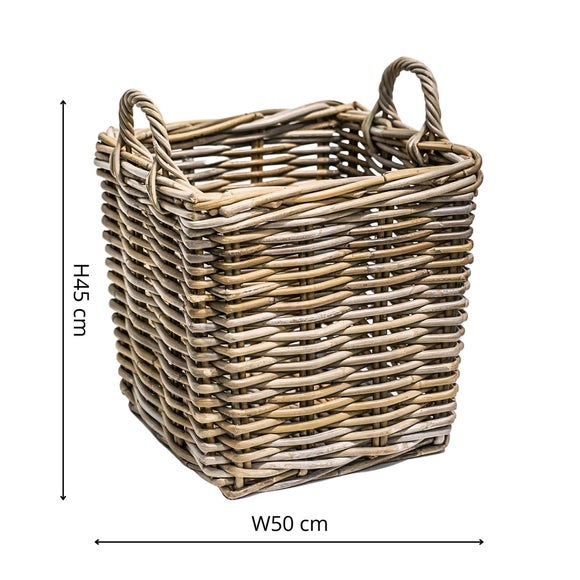 Set of 2 Square Wicker Log Baskets