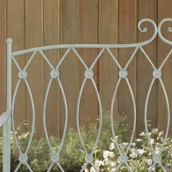 Wrought Iron 2 Seater Sage Green Bench