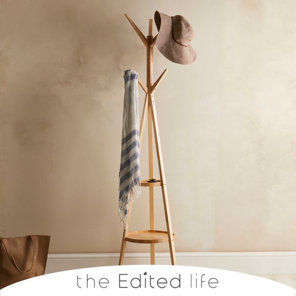 Ash Wood Coat Stand with Shelves
