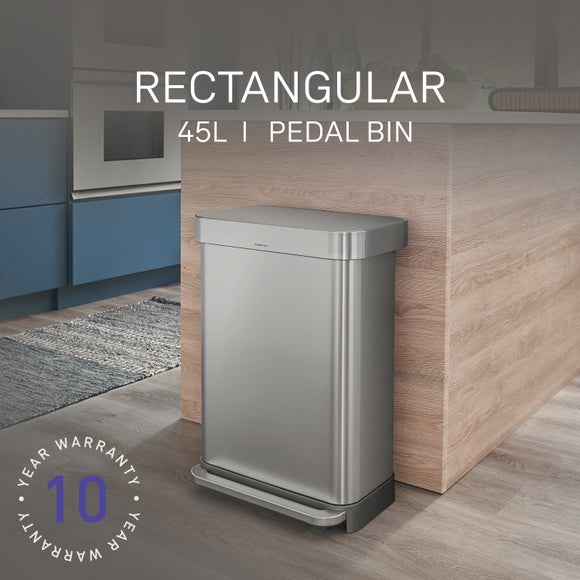 Simplehuman 45L Rectangular Pedal Bin with Liner Pocket