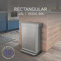 Simplehuman 45L Rectangular Pedal Bin with Liner Pocket