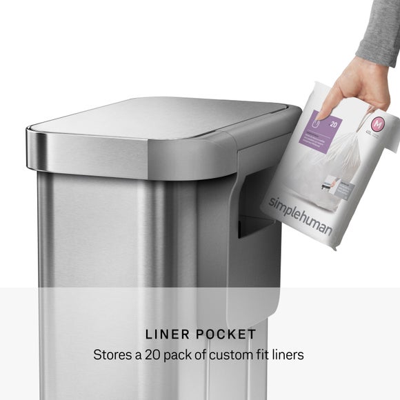 Simplehuman 45L Rectangular Pedal Bin with Liner Pocket