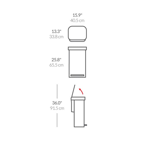 Simplehuman 45L Rectangular Pedal Bin with Liner Pocket