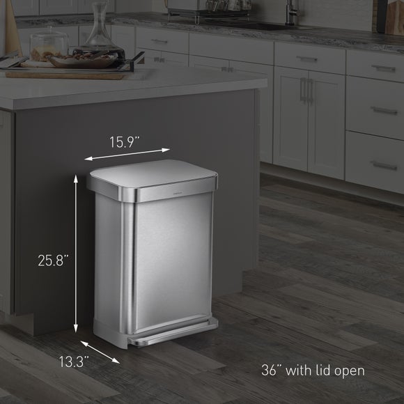 Simplehuman 45L Rectangular Pedal Bin with Liner Pocket