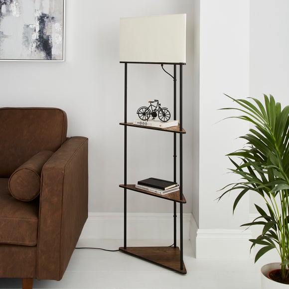 Fulton Corner Shelved Floor Lamp Rustic Pine