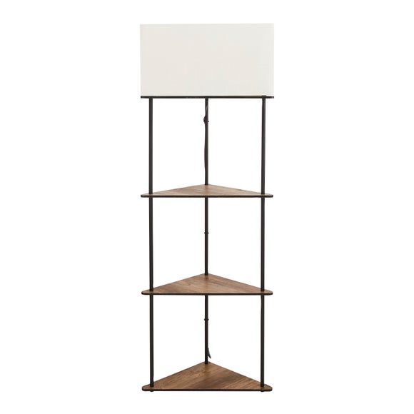 Fulton Corner Shelved Floor Lamp Rustic Pine