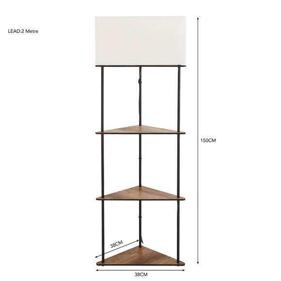 Fulton Corner Shelved Floor Lamp Rustic Pine