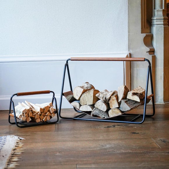 Contemporary Hanging Leather Log Holder, product image 1