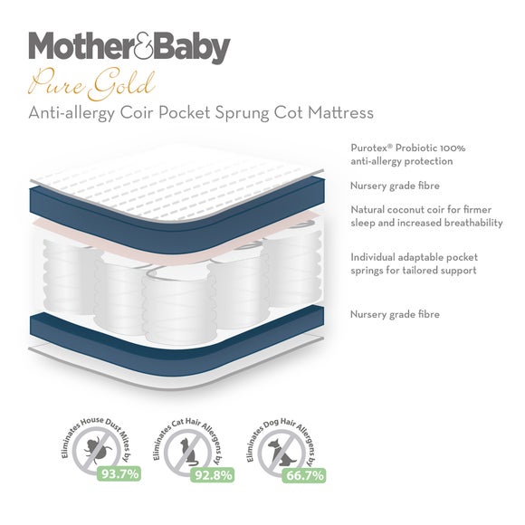Mother&Baby Pure Gold Hypoallergenic Coir & Pocket Sprung Mattress, product image 5