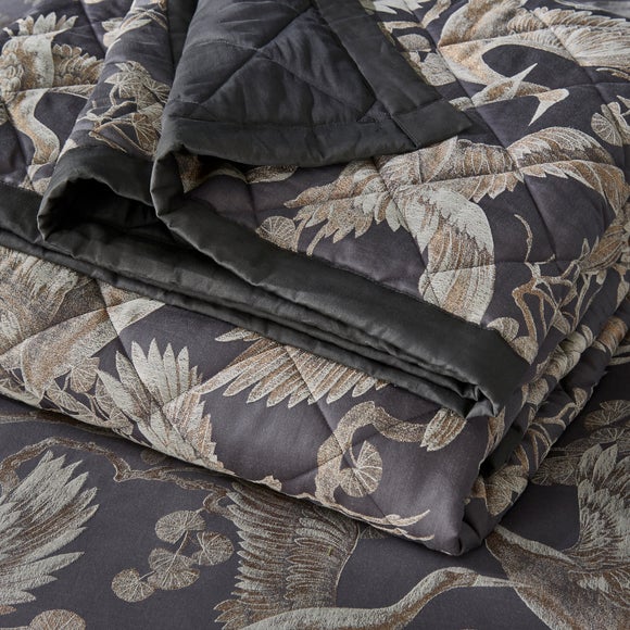 Dorma Gilded Crane Charcoal Bedspread, product image 4