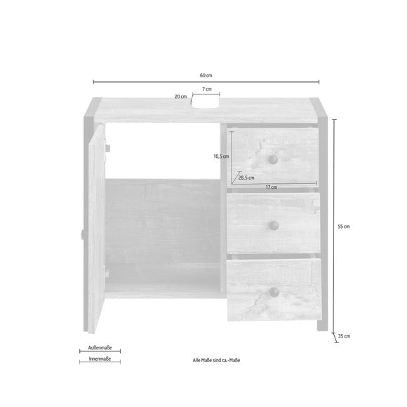 Colton Undersink Unit, Concrete Effect
