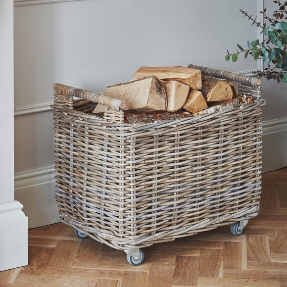 Natural Rattan Log Cart