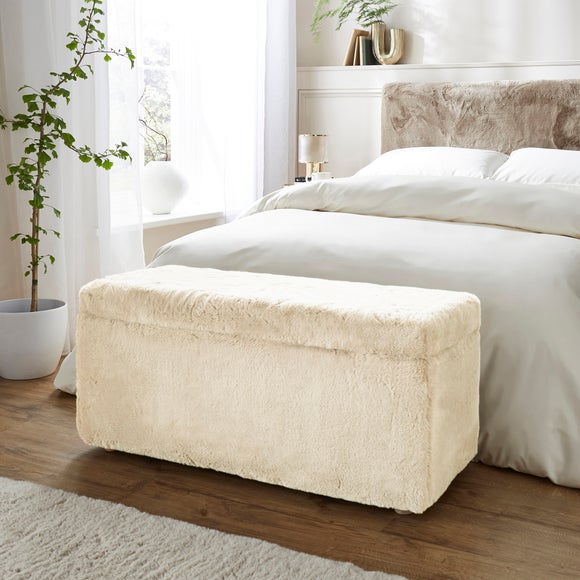 Elysia End of Bed Ottoman, Faux Fur, product image 1
