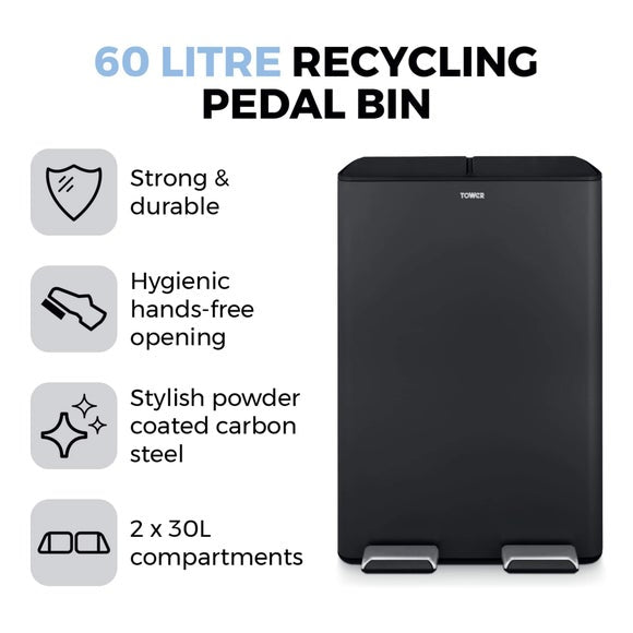 Tower 60L Recycling Pedal Bin, product image 18