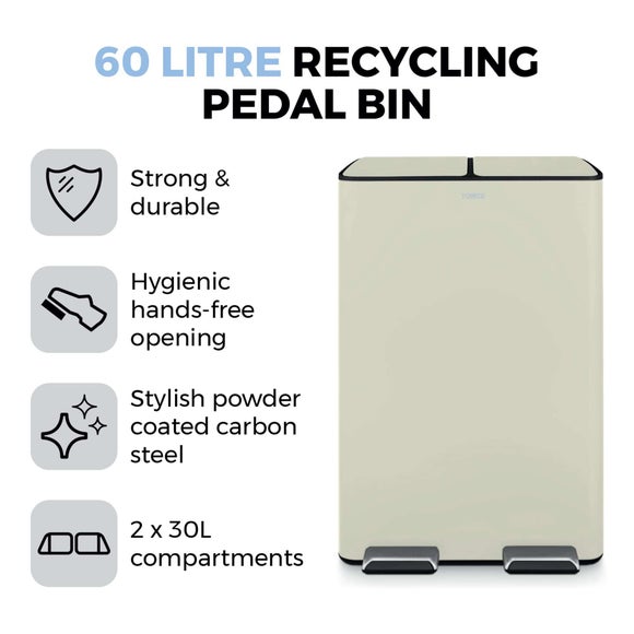 Tower 60L Recycling Pedal Bin, product image 2