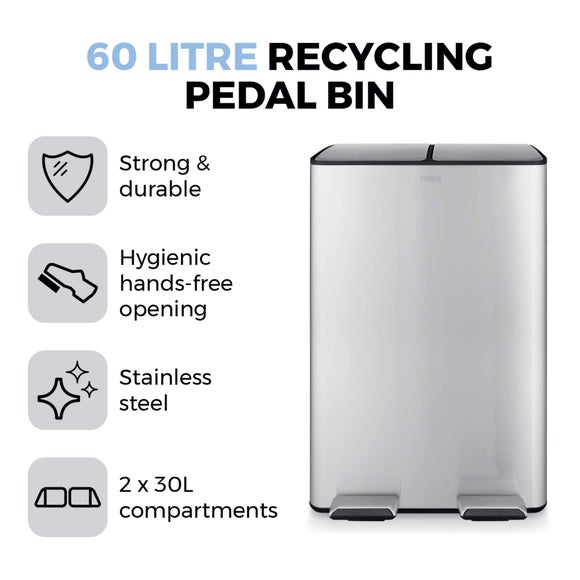 Tower 60L Recycling Pedal Bin, product image 26