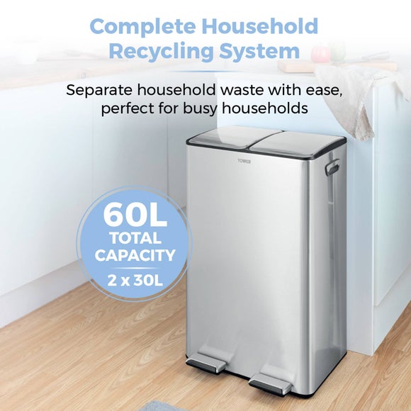 Tower 60L Recycling Pedal Bin, product image 27