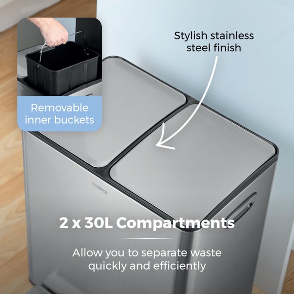 Tower 60L Recycling Pedal Bin, product image 29