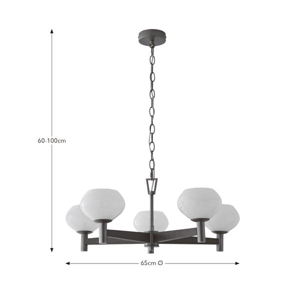 Hartford Alabaster 5 Light Semi Flush Ceiling Light