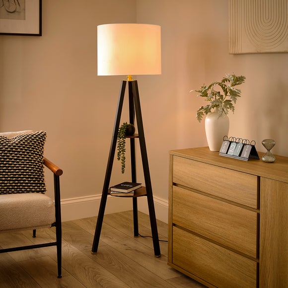Milford Shelved Tripod Floor Lamp