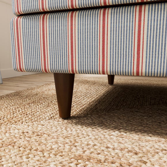 Zoe Retro Coastal Stripe Square Storage Footstool