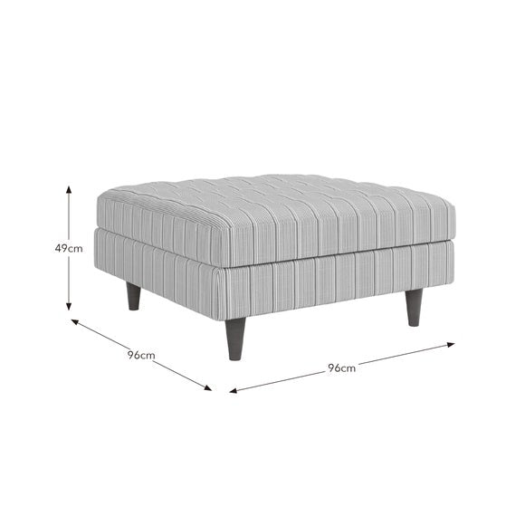 Zoe Retro Coastal Stripe Square Storage Footstool