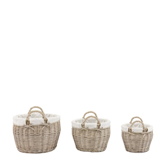 Cedar & Sage Set of 3 Aro Round Lined Baskets
