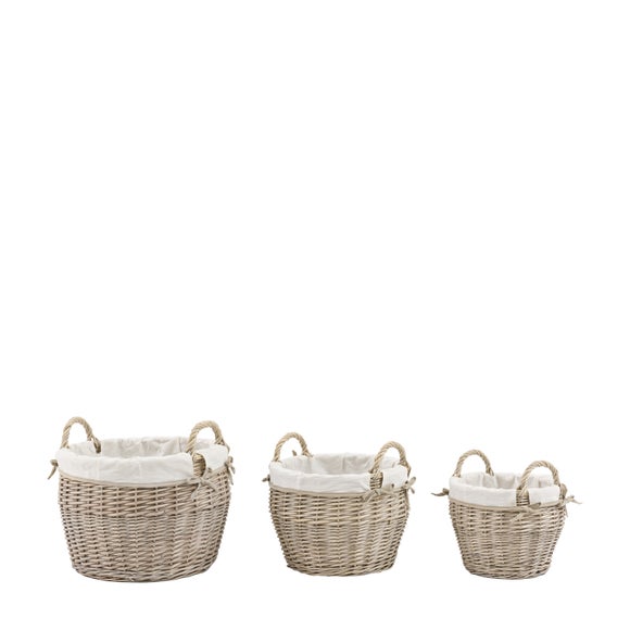 Cedar & Sage Set of 3 Aro Round Lined Baskets