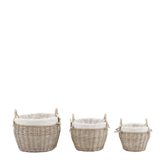 Cedar & Sage Set of 3 Aro Round Lined Baskets