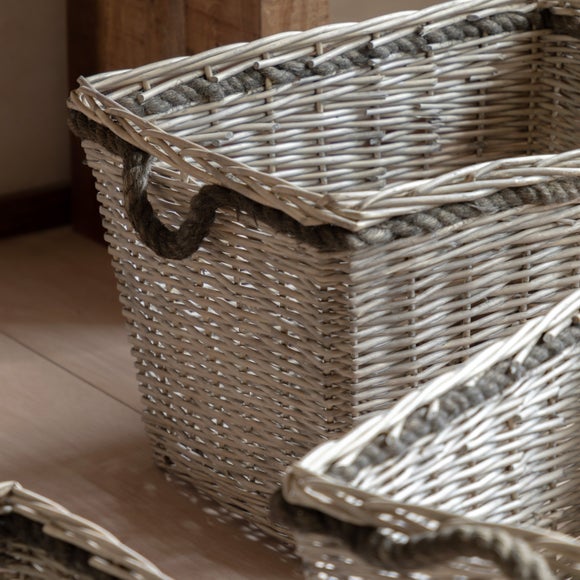 Cedar & Sage Set of 3 Aspen Woven Log Baskets