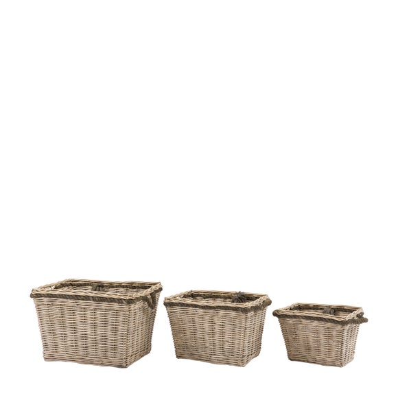 Cedar & Sage Set of 3 Aspen Woven Log Baskets
