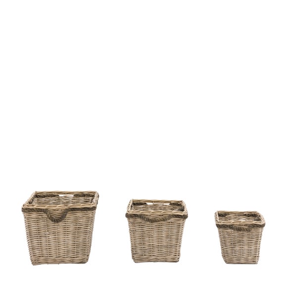 Cedar & Sage Set of 3 Aspen Woven Log Baskets