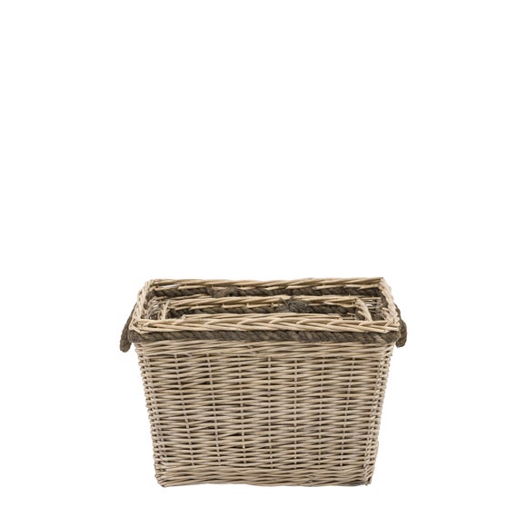 Cedar & Sage Set of 3 Aspen Woven Log Baskets