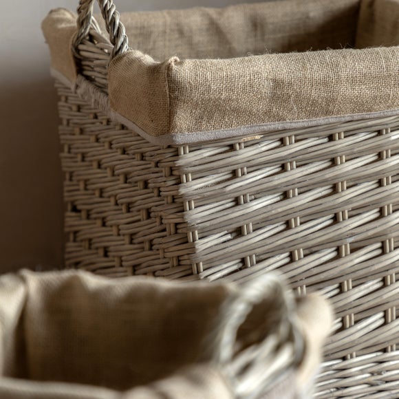 Cedar & Sage Set of 3 Faden Square Lined Baskets