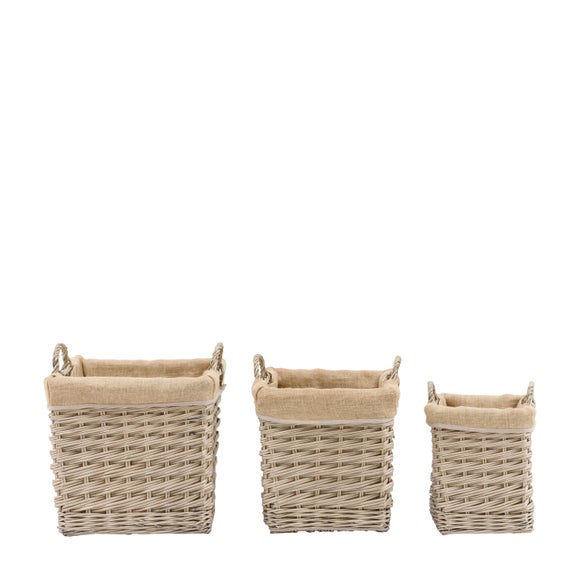 Cedar & Sage Set of 3 Faden Square Lined Baskets
