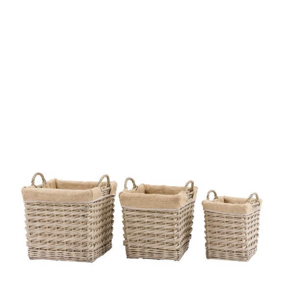 Cedar & Sage Set of 3 Faden Square Lined Baskets