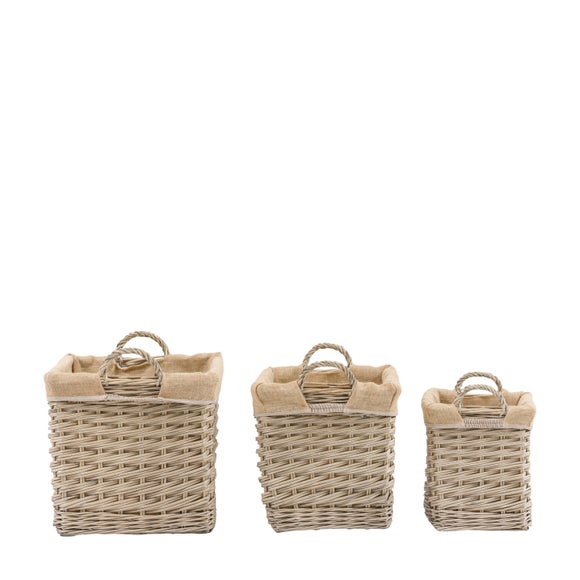 Cedar & Sage Set of 3 Faden Square Lined Baskets