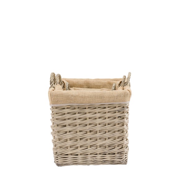 Cedar & Sage Set of 3 Faden Square Lined Baskets