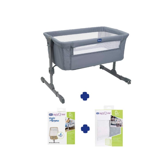 Chicco Next to Me Essential Crib with Mattress Topper and Sheets Bundle, product image 1