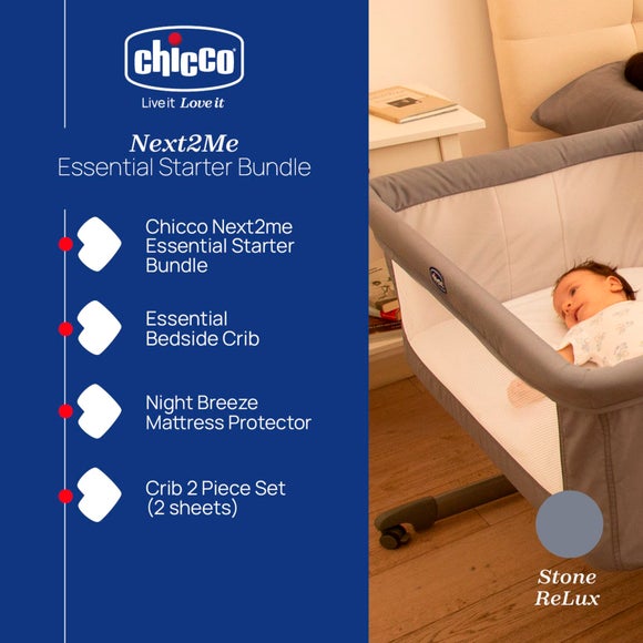 Chicco Next to Me Essential Crib with Mattress Topper and Sheets Bundle, product image 2