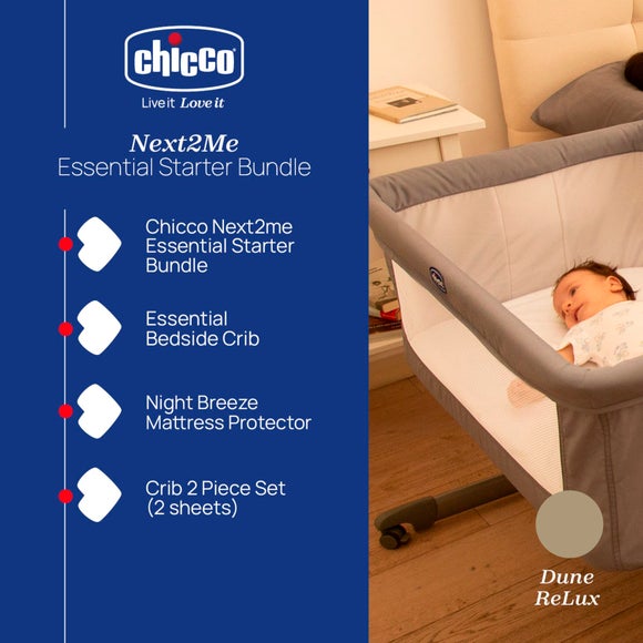 Chicco Next to Me Essential Crib with Mattress Topper and Sheets Bundle, product image 9