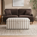Box Chest Boucle Stripe Storage Footstool