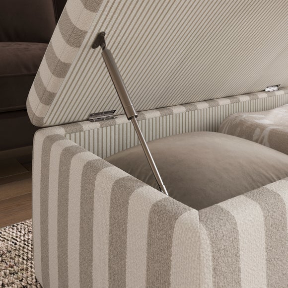 Box Chest Boucle Stripe Storage Footstool