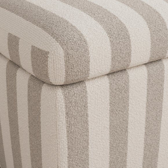 Box Chest Boucle Stripe Storage Footstool