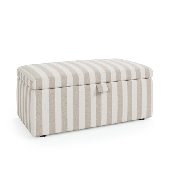 Box Chest Boucle Stripe Storage Footstool